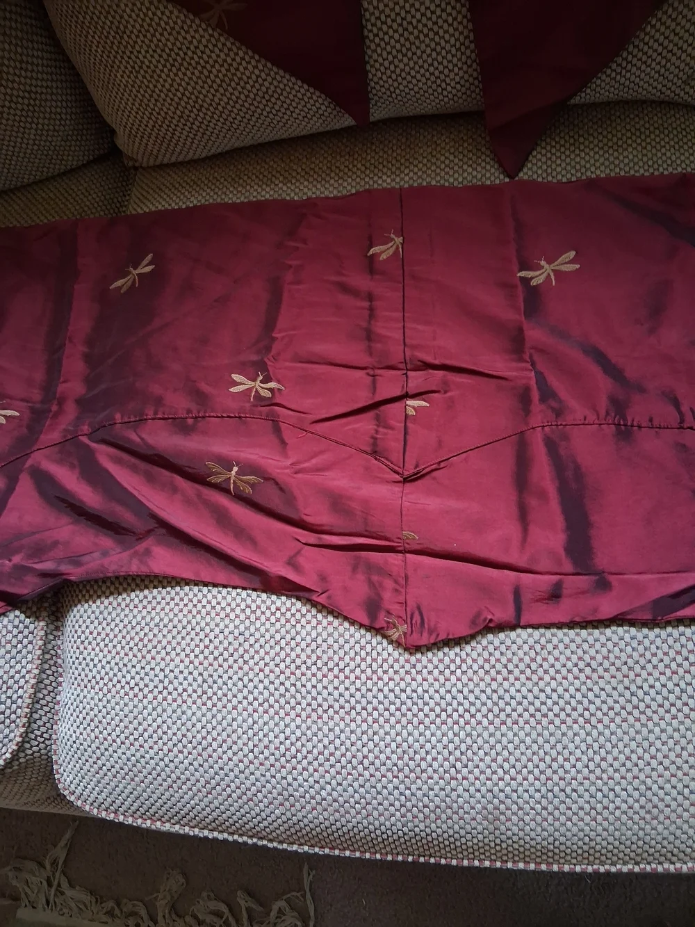 Deep Wine Valances with Gold 💛Dragonfly Accents & Tassels